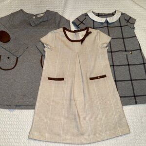 Charming Kids Dress Set - Gray and Cream - Plaid